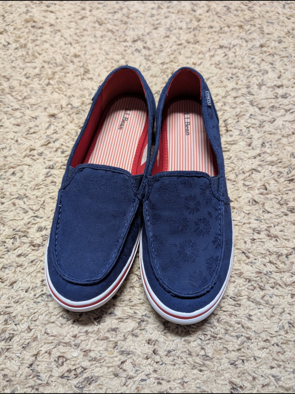 L.L. Bean Navy and Red Slip-On Casual Sneakers